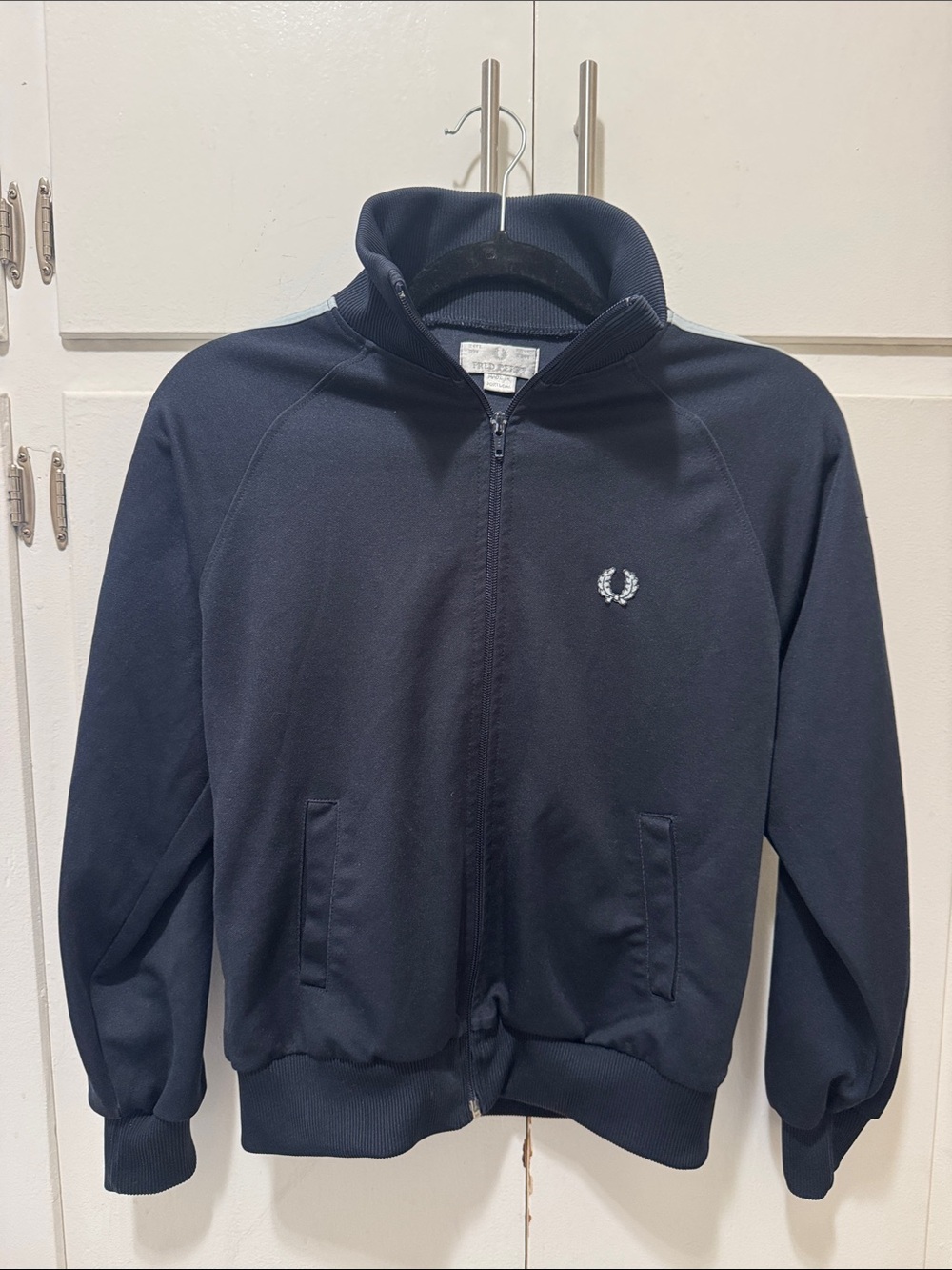 Fred Perry Dark Navy Track Jacket with White Laurel